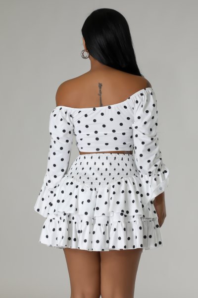 Polka Dot Long Sleeve Skirt Set