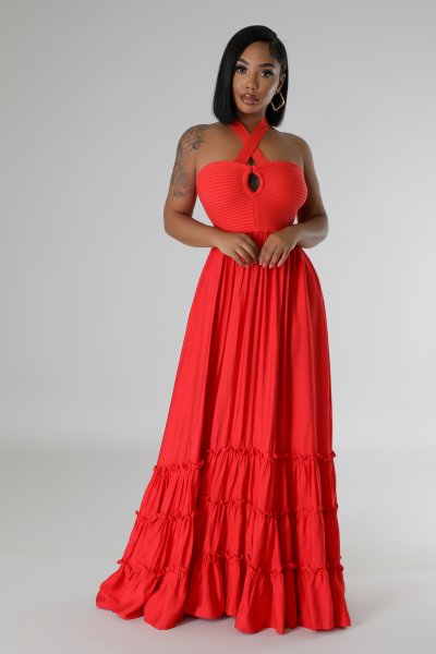 Tropical Holidays Maxi Dress Red