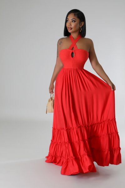 Tropical Holidays Maxi Dress Red