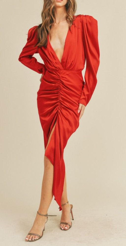 Elegance Low Neckline Red Cocktail Dress