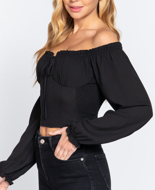 Off The Shoulder Long Sleeve Blouse